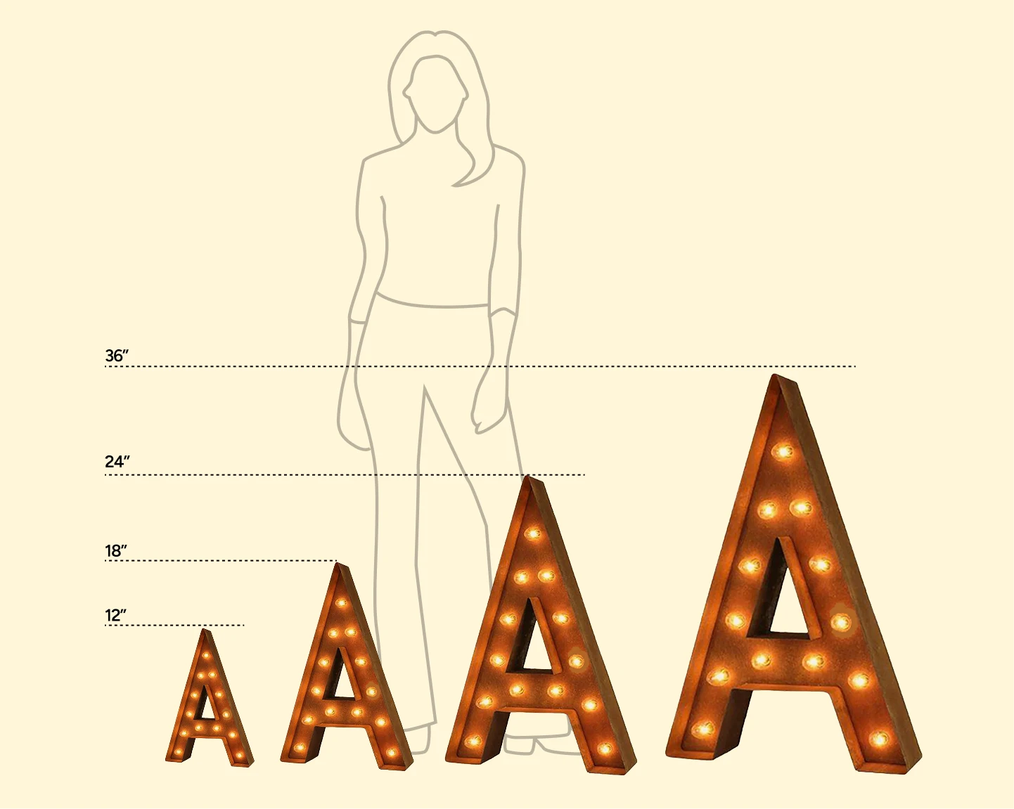Modern marquee letter size guide