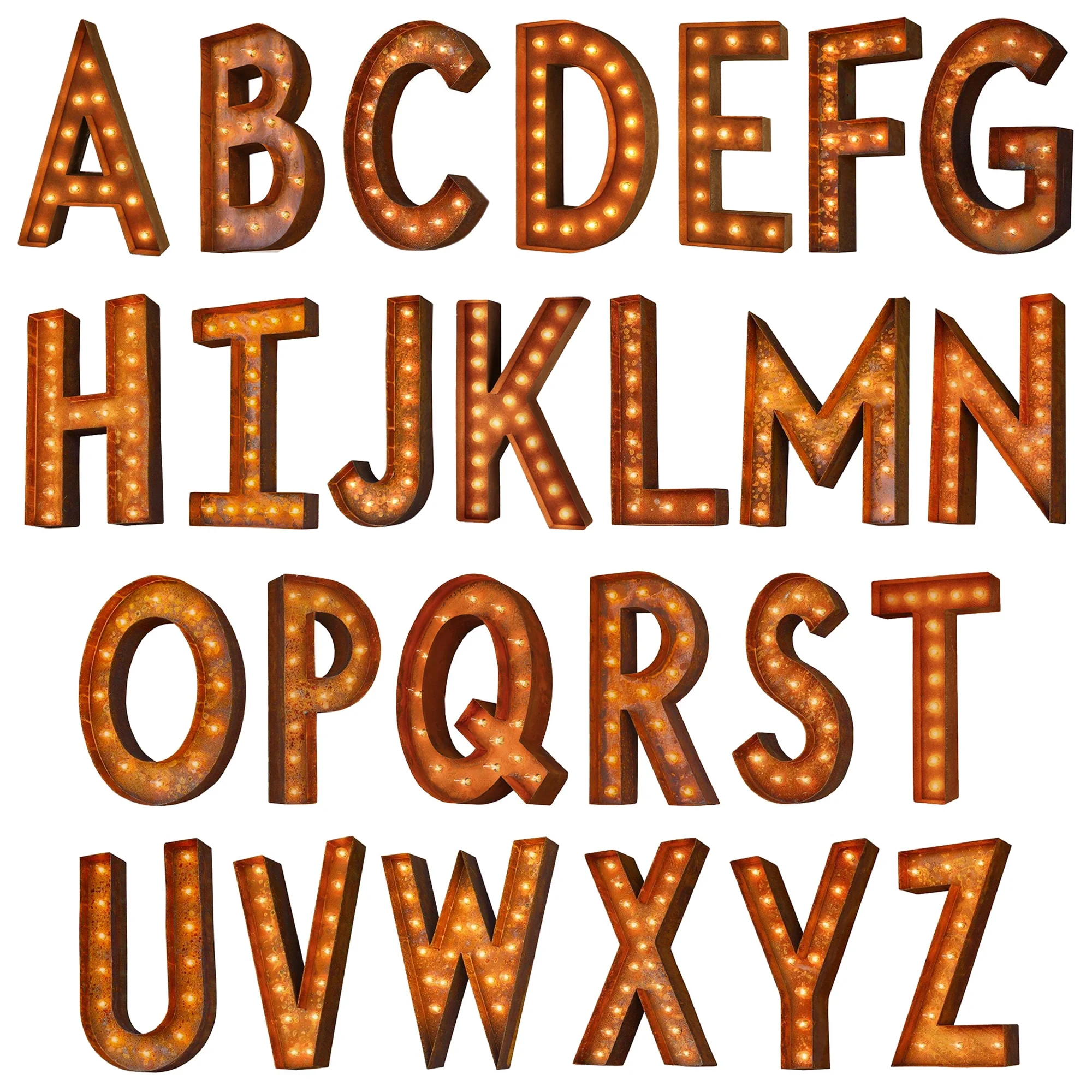 Modern rust marquee letter