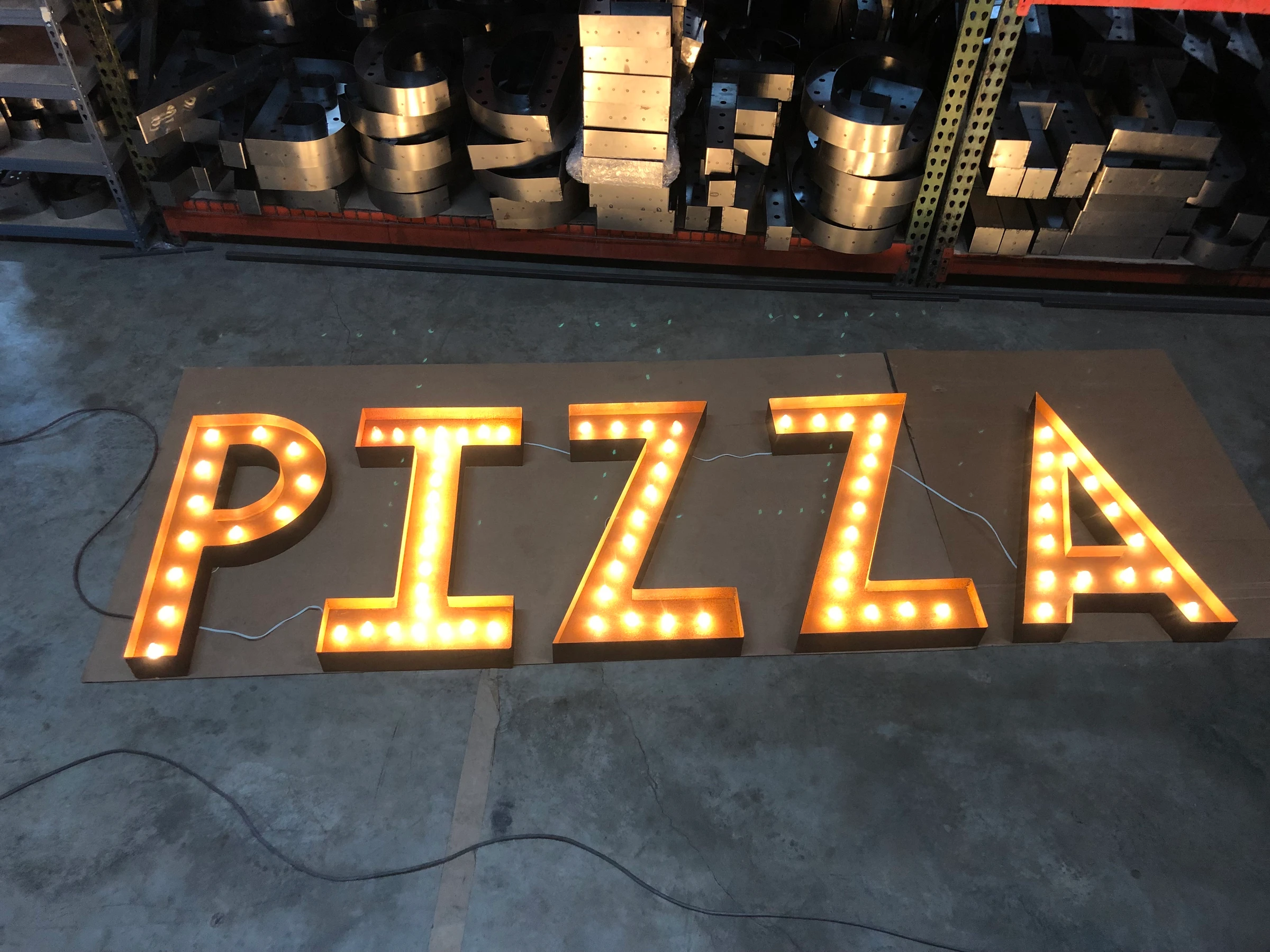 Modern marquee letters in a restaurant